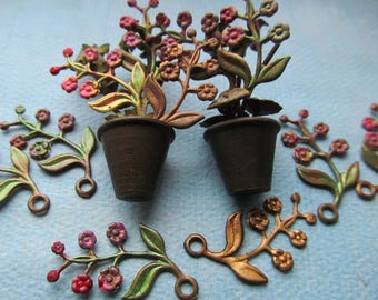 Vintage Rosy Posie Flower Branch With Hoop