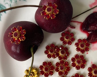 6 Oh...So...Victorian ,Vintage Swarovski Ruby Crystal Flowers