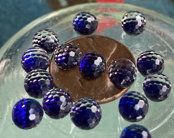 6 Vintage 6mm Bermuda Blue Swarovski  Crystal Fireball, Faceted Round With Flat Bottoms