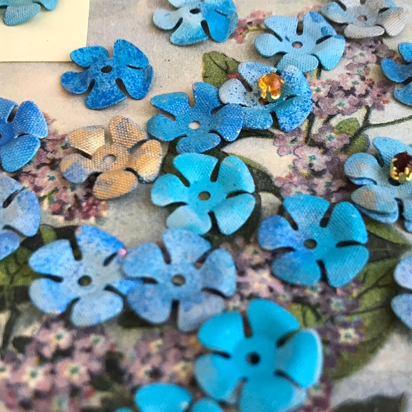 15 Wonderful Vintage  Metal Forget Me Not Flowers