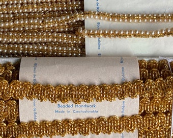 Vintage Genuine Bohemian Glass Beaded Trims - 18 Inches