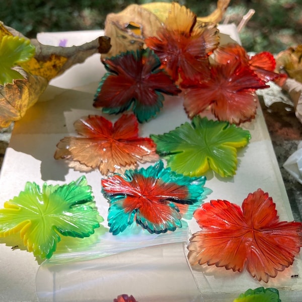 Vintage  1960’s West German Lucite Maple Leaves In New England Fall  Colors, 2 Per Order