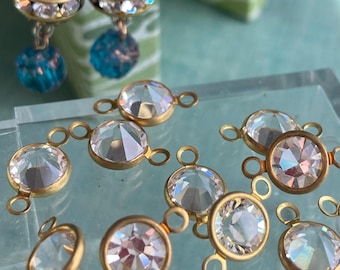 12 conectores vintage de cristal Swarovski de 7 mm con dos puntas de aro