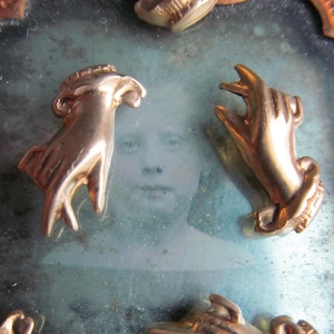6 Tiny Brass Victorian Style Metal Hands
