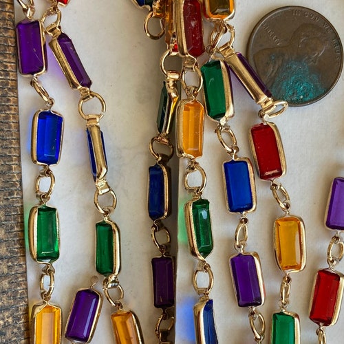 LARGE Size Jewel Colored Chain Stained Glass Colors 18 Etsy