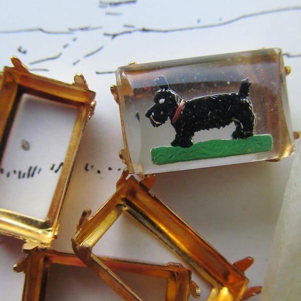 Scottie Dog Vintage Glass Cabochon...Insanely Cute