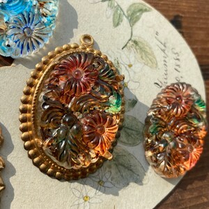 Vintage kristallen bloemen Duitse 30 x 22 mm steen, handbeschilderd topaas of pastelblauw