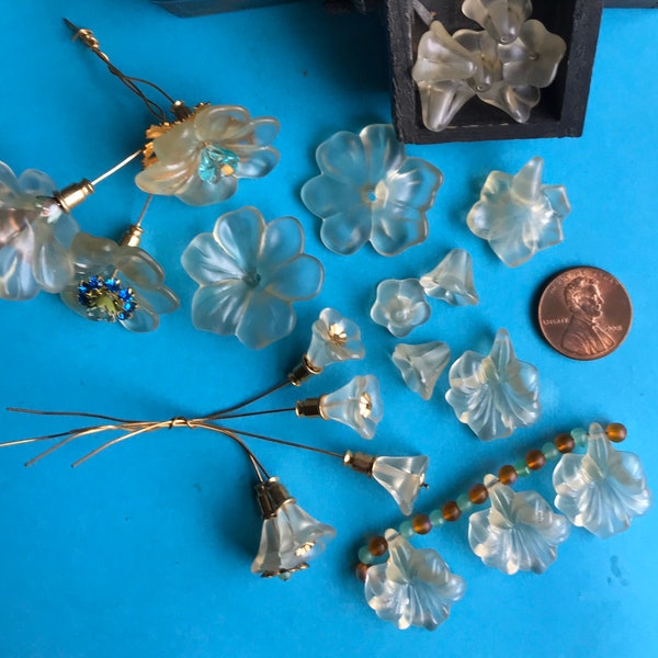 Vintage Monet Clear Lucite Flowers, 3 Sizes