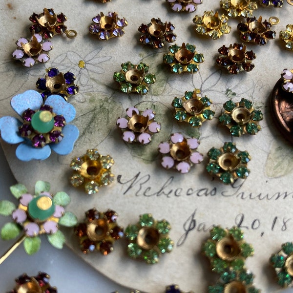 12 Vintage Swarovski Tiny 10mm Crystal Crystal  Flowers With Center Holes