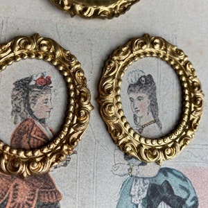 2 Brass Miniature Frames, Dollhouse Size, 1/2 inch x 1 1/4 inch (35 x 32mm)