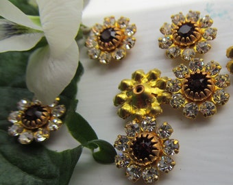 6 Vintage Swarovski  Amethyst Flower  Crystal Finding