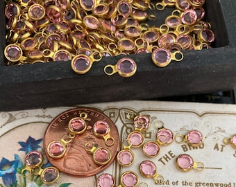 24 winzige Vintage Swarovski Rose Chanel Kristalle mit Creolen