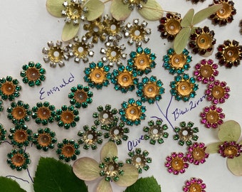 8 Vintage Swarovski Crystal Flowers, With Center Hole