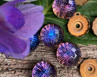 2 Vintage 15mm Heliotrope Cabochons