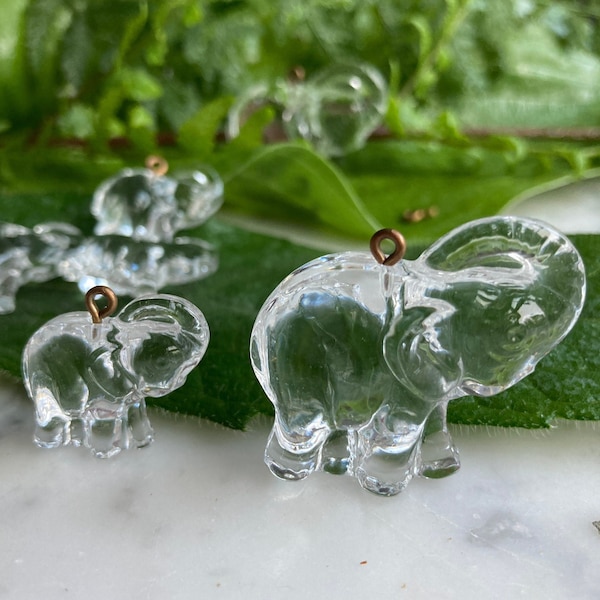 2 Vintage Swarovski  Elephant Crystal Glass, Mom & Baby Size