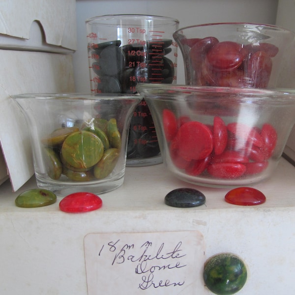 Vintage Bakelite Dome Disc, Red-Rust-Green-Brown