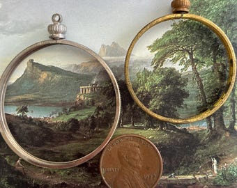 3 Vintage Screw Coin Bezel Settings, 30mm Gold & 37mm Silver