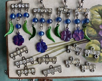 6 Vintage Rhinestone Two Or Three Strand  Connectors