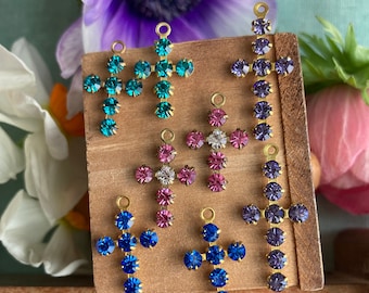 6 Vintage Swarovski Crystal Crosses, Mix And Match