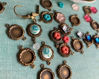 Vintage Kleine Verbinder Fassungen, Mit Oder Ohne Cabochons