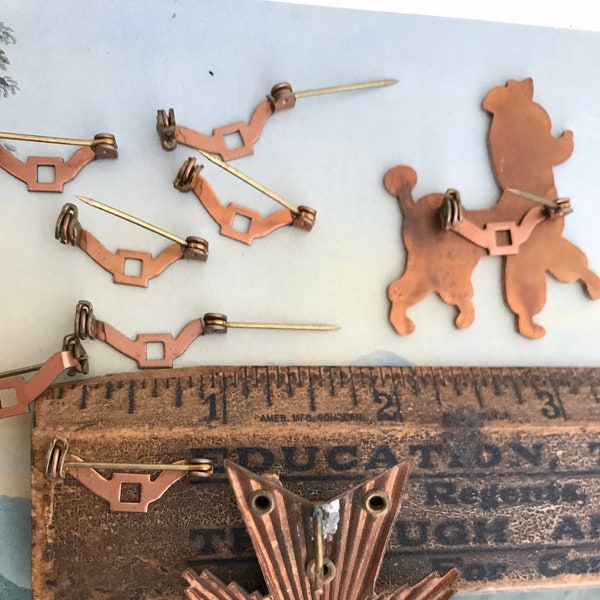 12 Vintage Brass Pin Backs