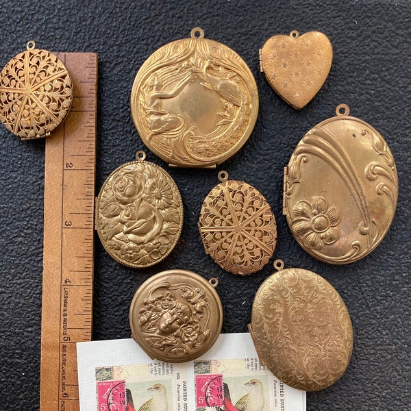 Vintage Brass Large Rare Lockets, Shabby Chic, 1 Per Order