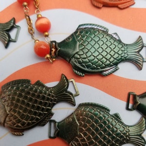 6 pesci verdi metallizzati, disponibili anche in oro o arancione
