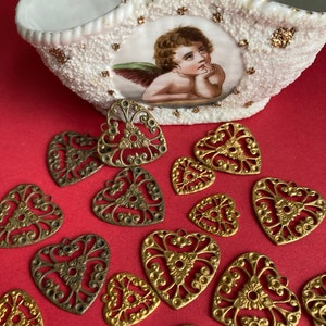 6 Filigree Vintage Hearts With Inset Design, Three Choices