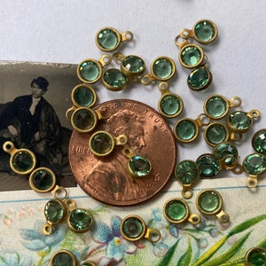 24 Tiny Vintage Swarovski  Emerald Chanel Crystal  With Hoop