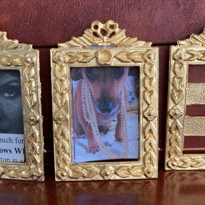 2 Vintage Heavy Miniature Frame With Back Panel, Dollhouse Photo Booth Photo Size