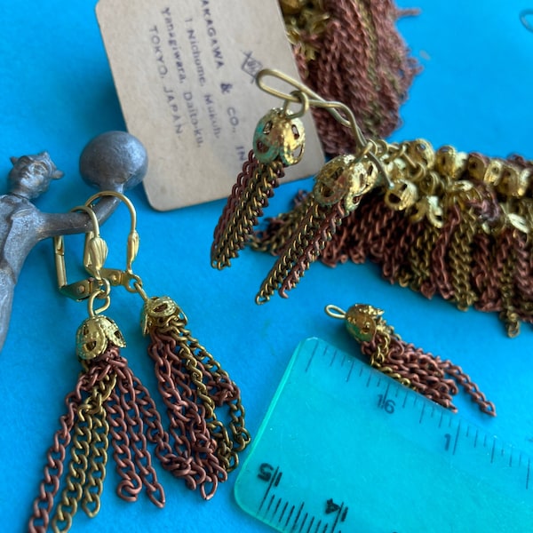 8 Vintage Japanese  Two Tone Chain Tassels