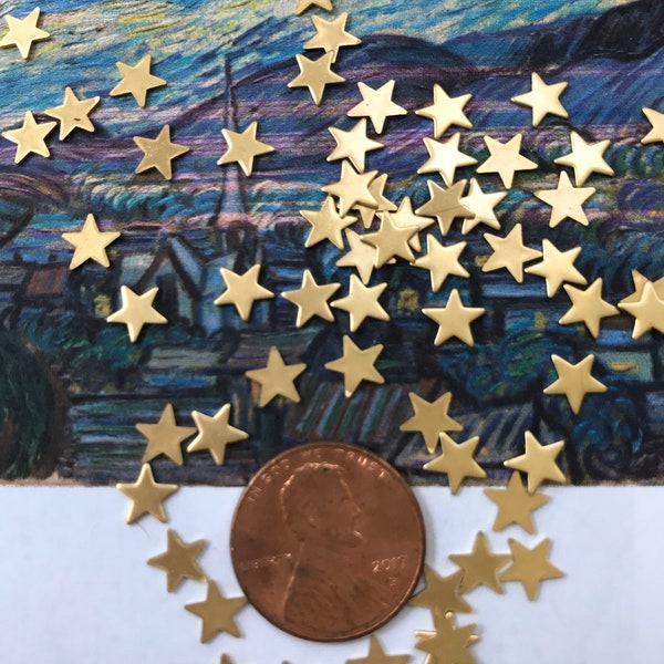 20  Super Small Stars-  Brass, Starry Starry Night