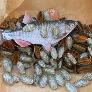 12 écailles de poisson vintage rares en cristal de peau de serpent 14/7 mm - cabochons queue de sirène