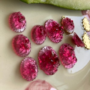 SMALL & LARGE  Vintage Art Glass "Druzy" Watermelon Pink ...Crazy Gorgeous! Shaped Like An Island