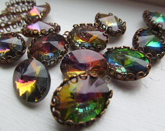 Vintage Oval Crystals, Set or Unset, Three Colors Available (See Description for Details.)