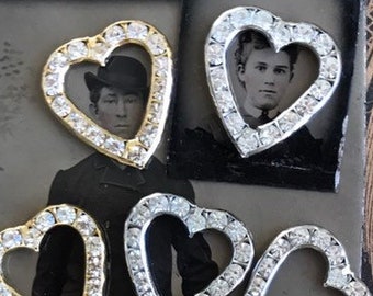 4 Vintage Swarovski Rhinestone Clear Crystal Hearts, Gold Or Silver Settings