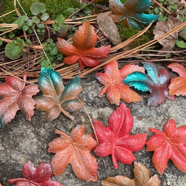 6 feuilles d'érable vintage en acier aux couleurs de la Nouvelle-Angleterre