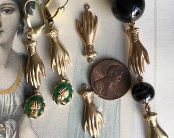 6 Victorian Style Brass Hand Connectors