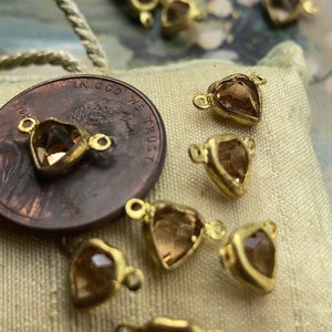 8 anillos con conector de 2 corazones de topacio claro Swarovski, 7 x 7 mm