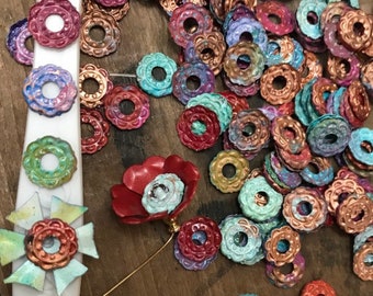 30 Flat Shabby Chic "Cherrios" Bead Caps