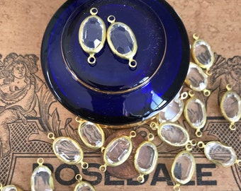 12 Oval Vintage Swarovski  Crystal Connectors With Hoop