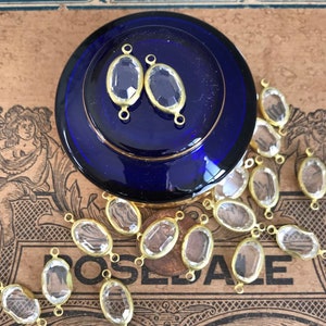 12 Oval Vintage Swarovski  Crystal Connectors With Hoop