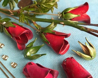 Vintage Copper Rose Flower Kit, Red, Red Rose