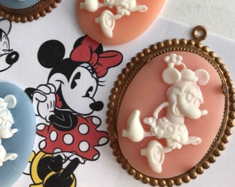 Vintage Minnie Mouse 40/30mm Resin Cabochon, Pink "Angel Skin"