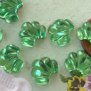 10 Vintage Glass Fan/Leaf  Cabochon