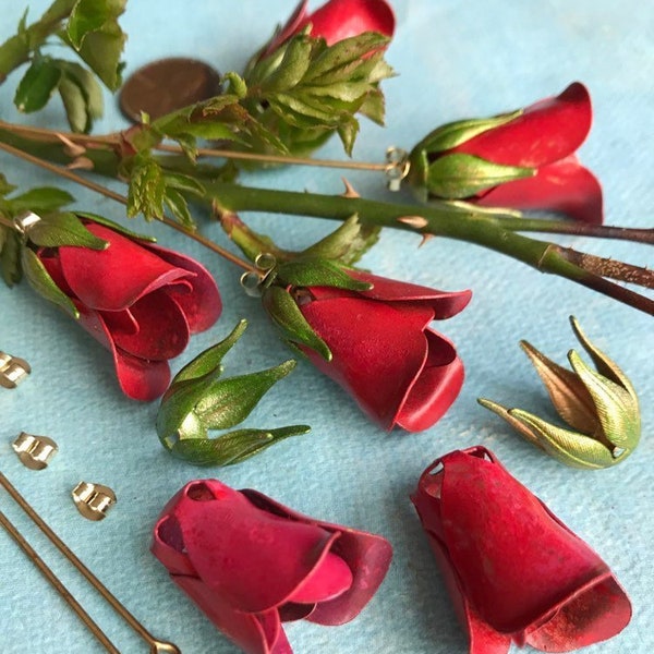 Vintage Copper Rose Flower Kit, Red, Red Rose