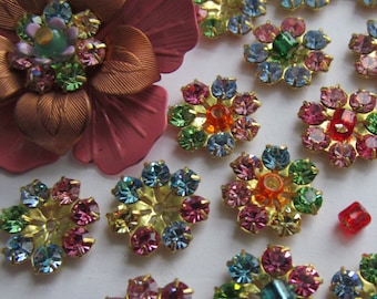 8 Vintage Swarovski Mixed Rainbow Pastell 11 mm Kristallblüten