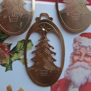 3 pendentifs arbre de Noël en laiton avec cerceau
