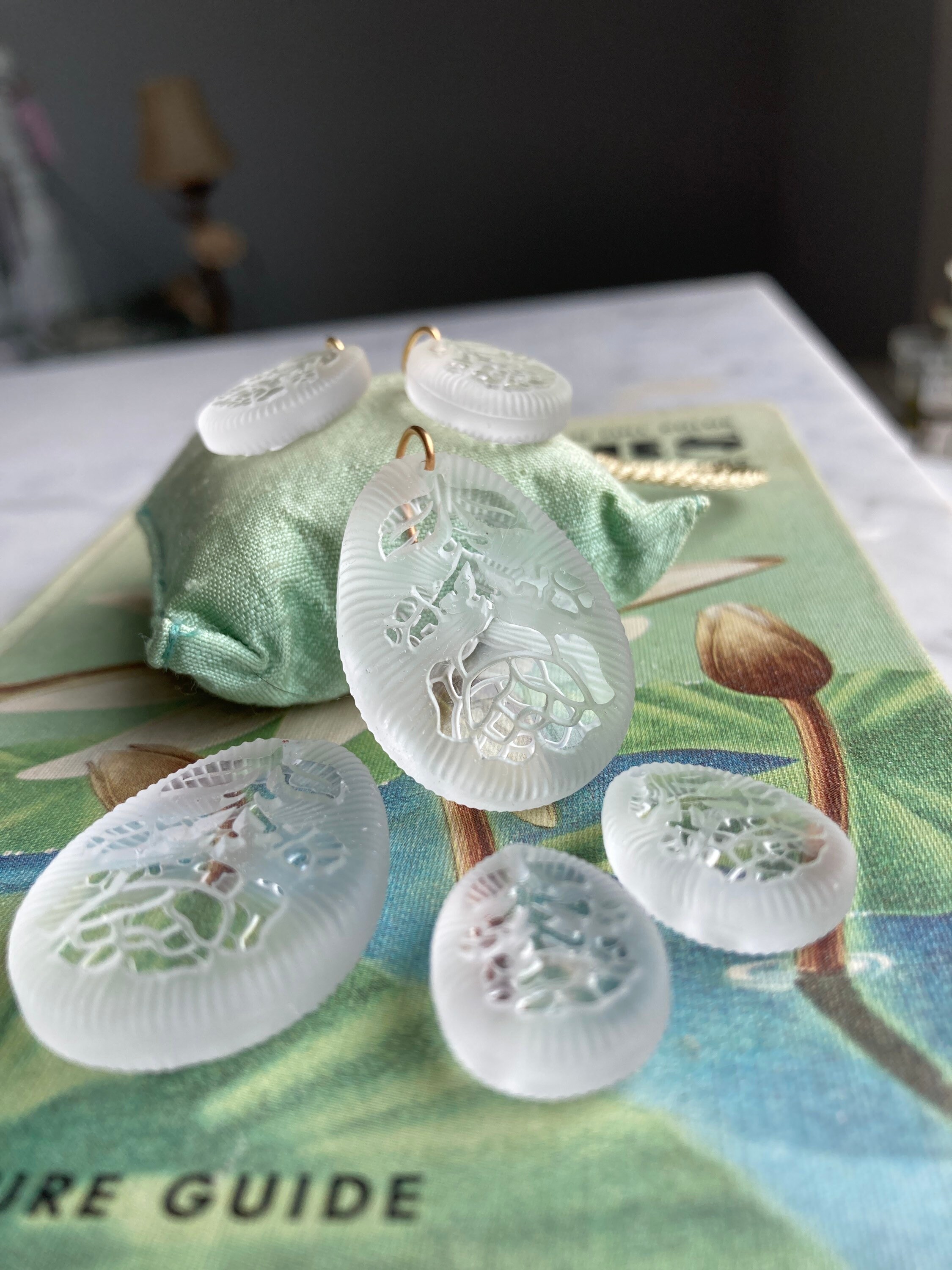 Vintage Engraved Rose Pear Shaped Pendent, Two Sizes