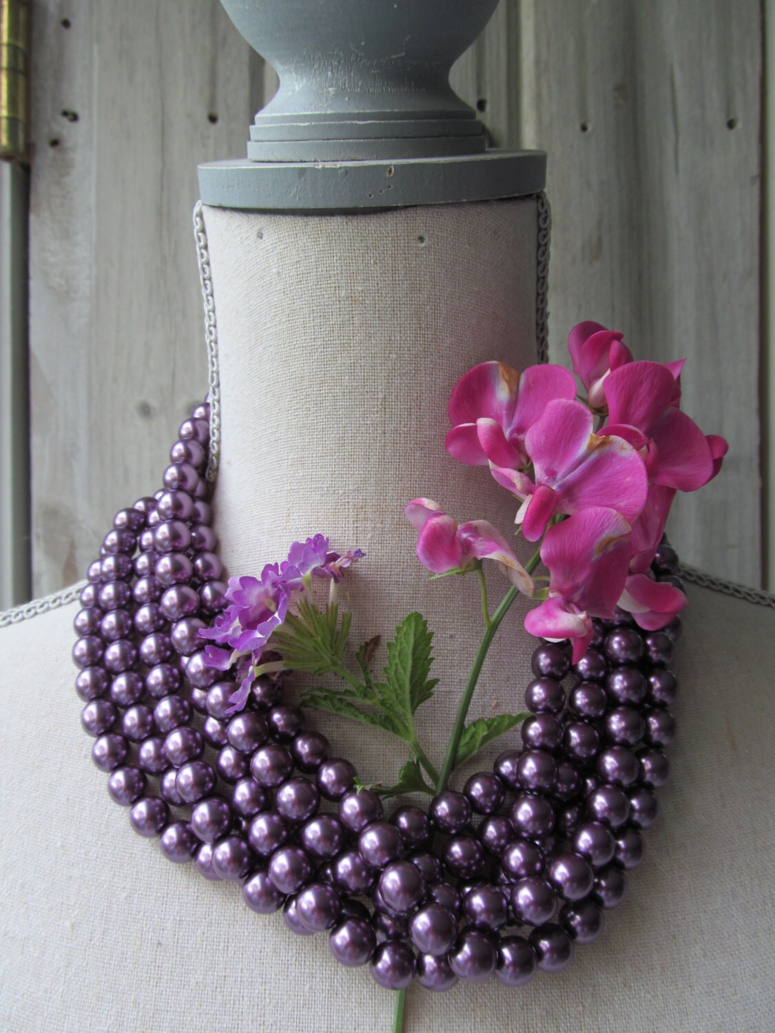 Vintage Plum Purple Glass Pearl